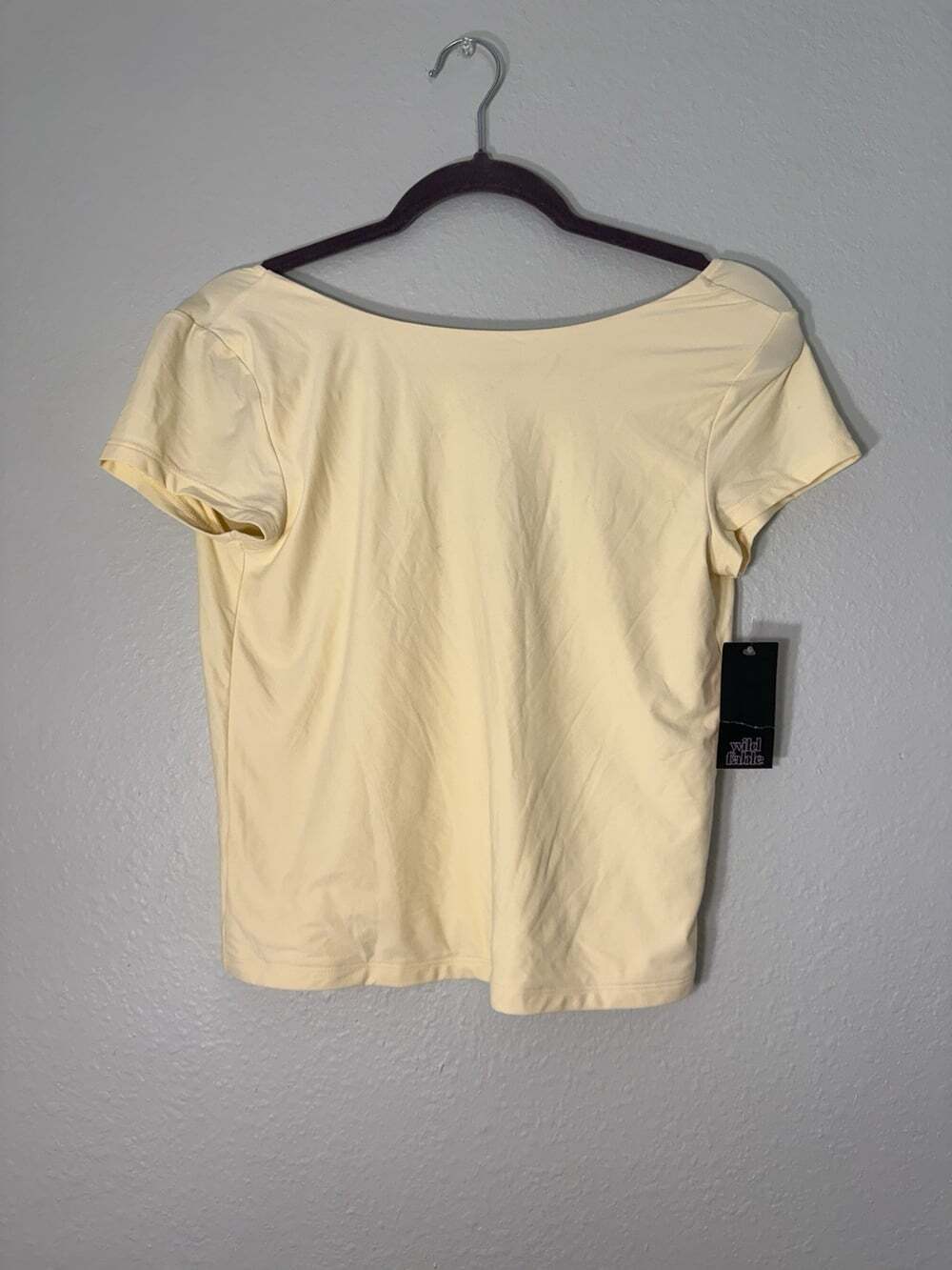 Wild Fable Womens Large Yellow Cropped Boat Neck Short Sleeve